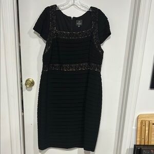 Adrianna Papell Black Lace Trim Dress